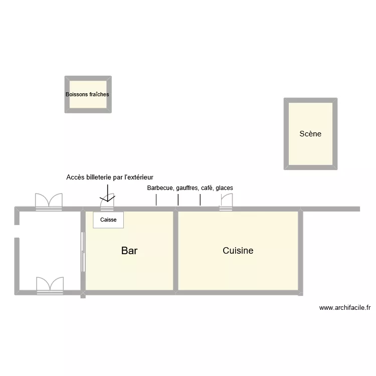 Salle Honecker - Guinguettes. Plan de 4 et 74 m² Salle Honecker - Guinguettes. Plan de 4 et 74 m²