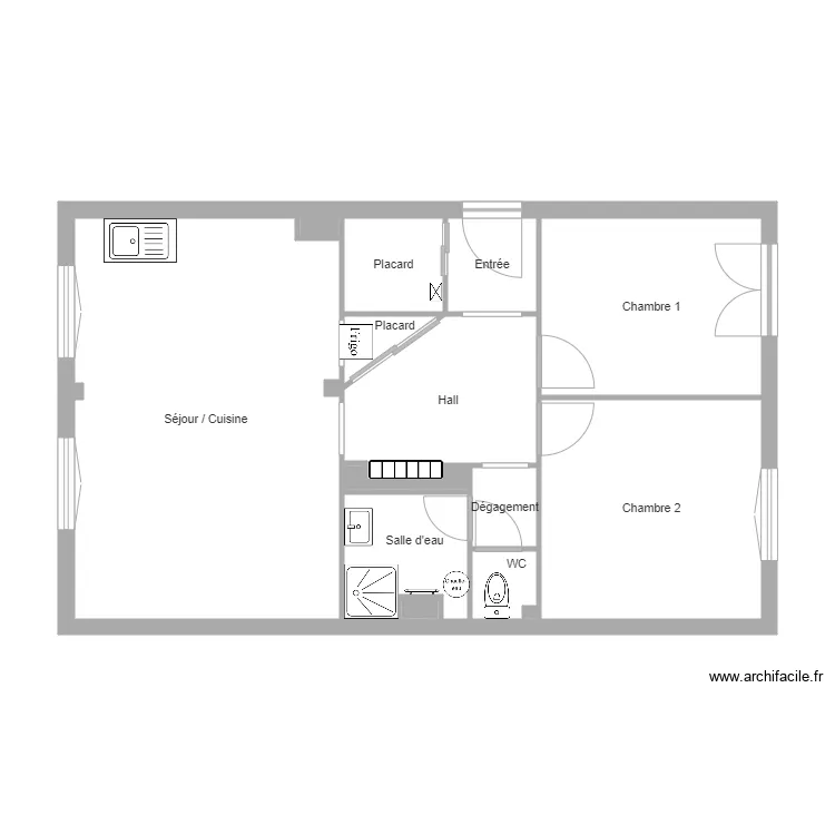 alins. Plan de 14  et 61 m²