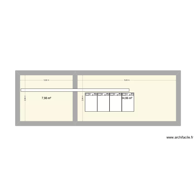 grand place. Plan de 2  et 23 m²