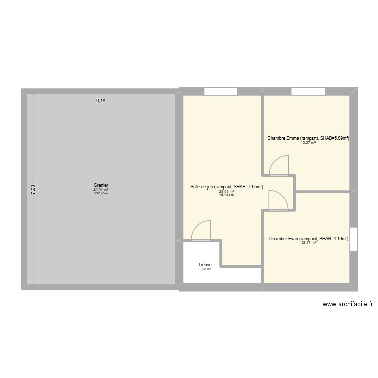 Champel. Plan de 5 pièces et 102 m2