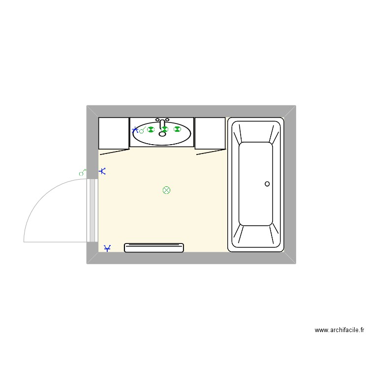 SDB. Plan de 1 pièce et 4 m2
