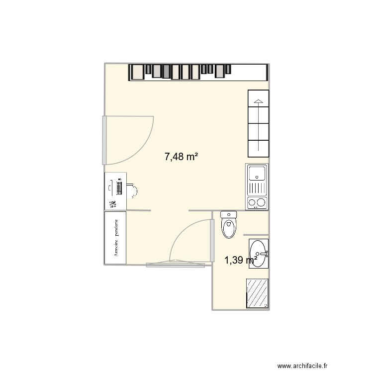 108 BV VOLTAIRE. Plan de 2 pièces et 9 m2