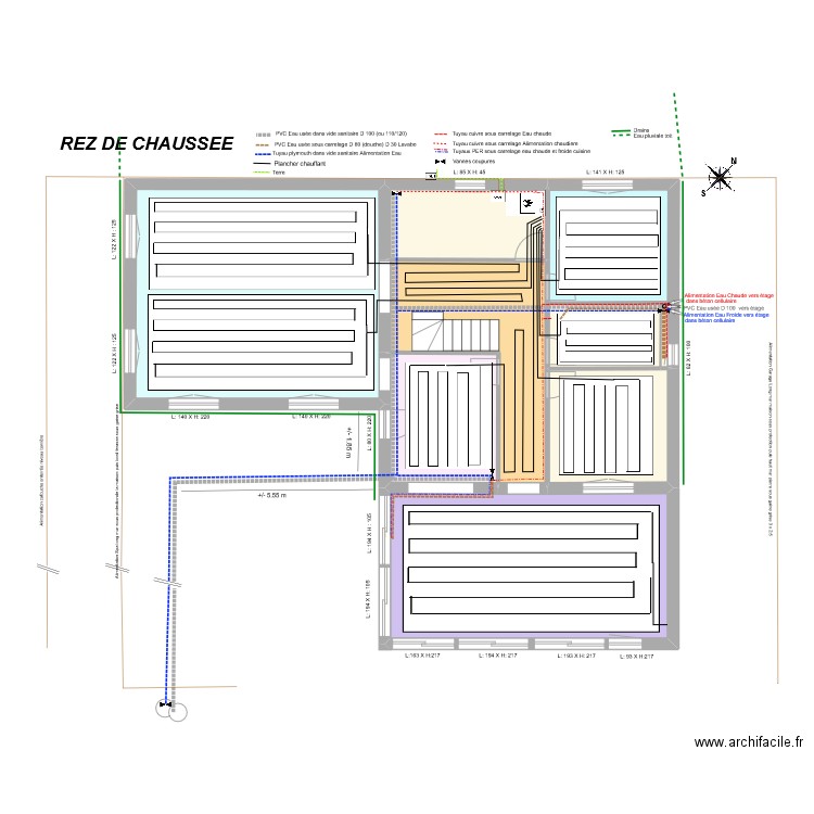 REZ DE CHAUSSEE Reseaux Eaux. Plan de 0 pièce et 0 m2