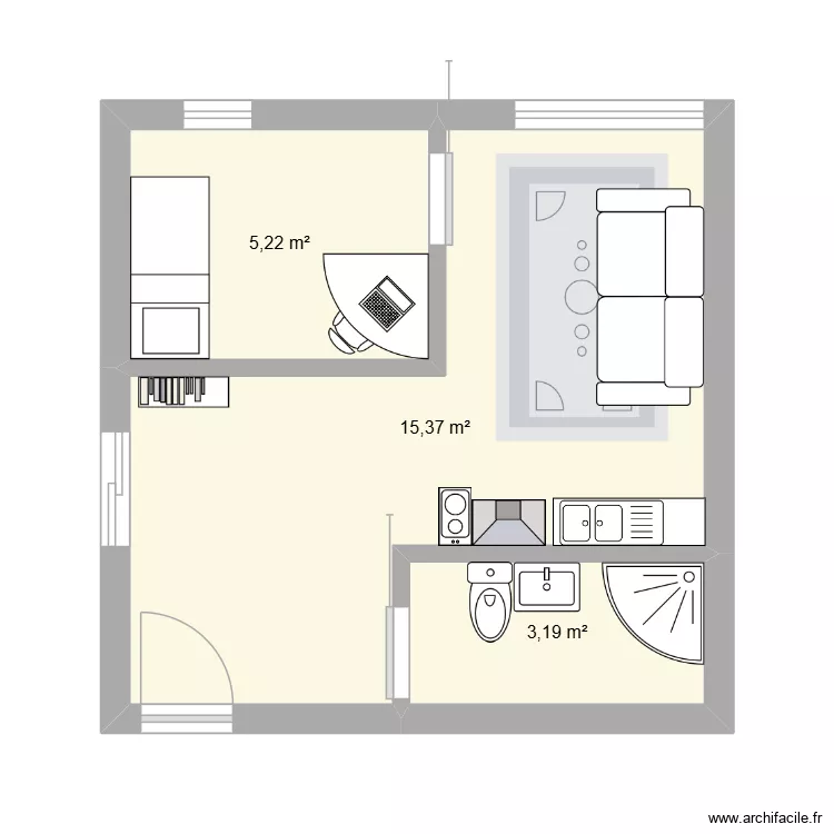 Architecture minimale. Plan de 3  et 24 m²