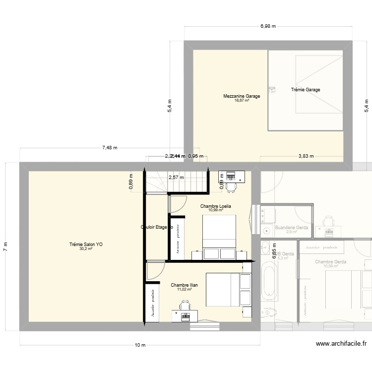 Projet Yo et G avec Mezz. Plan de 0 pièce et 0 m2