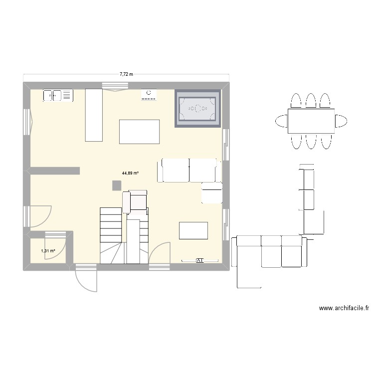 9B chemin Martelet. Plan de 2 pièces et 46 m2
