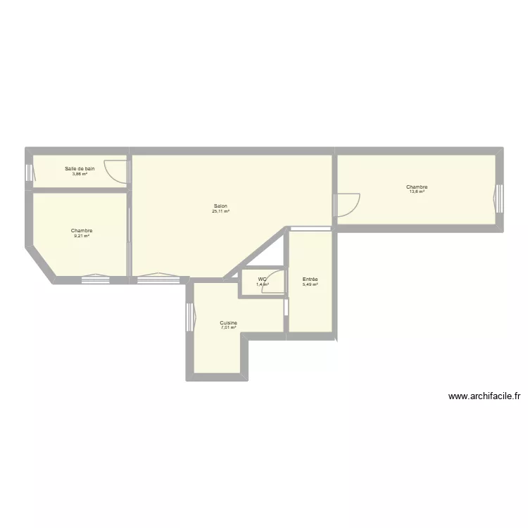Plan decroocq. Plan de 7  et 66 m²