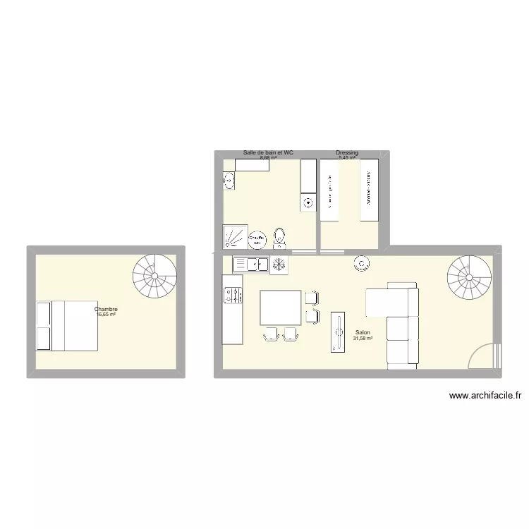 Ma maison 2. Plan de 4  et 62 m²