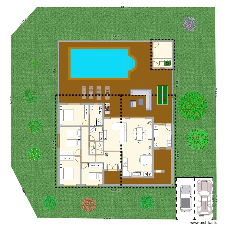 Léon 2. Plan de 16 pièces et 296 m2