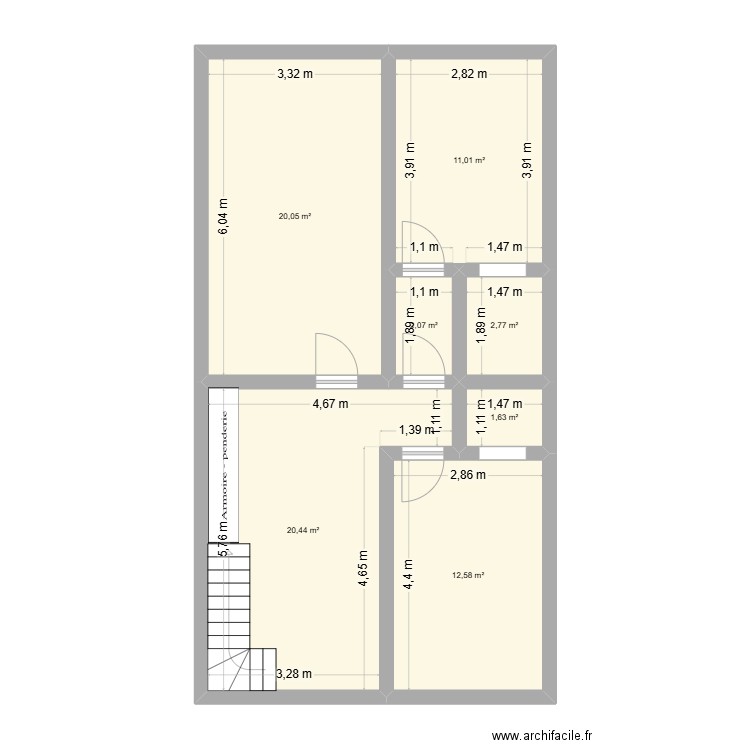 Maison Artenay 2ème. Plan de 7 pièces et 71 m2
