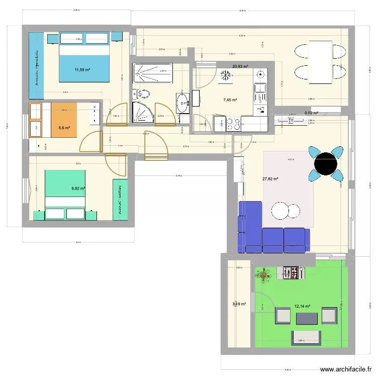 Atico modif cuisine. Plan de 9 pièces et 99 m²