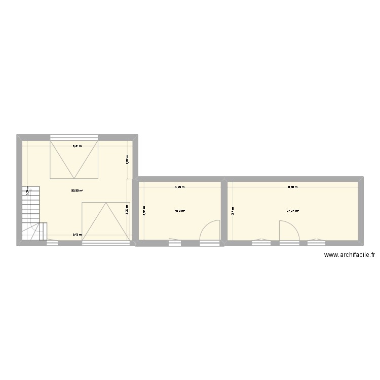 maison remise1. Plan de 3 pièces et 65 m2