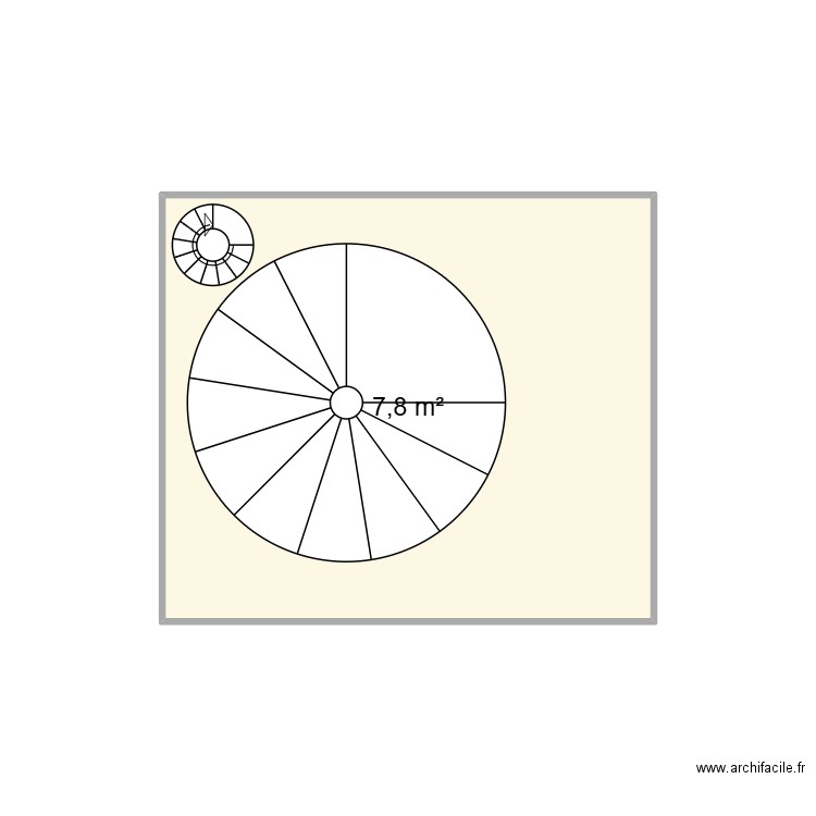 Spa face. Plan de 1 pièce et 8 m2