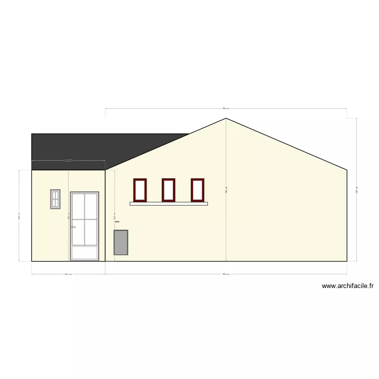 facade cot&eacute; garage. Plan de 