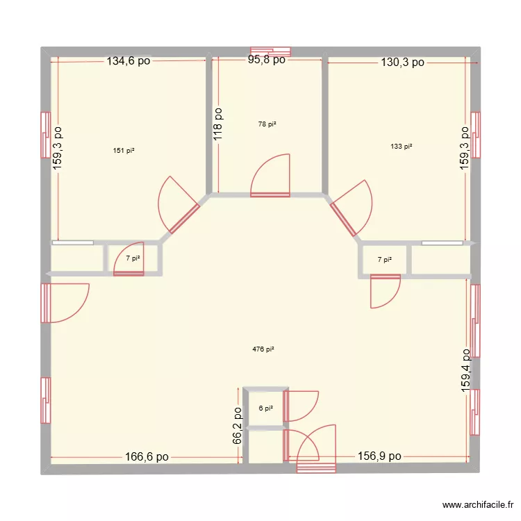 plan 2 32x32 C. Plan de 7  et 81 m²