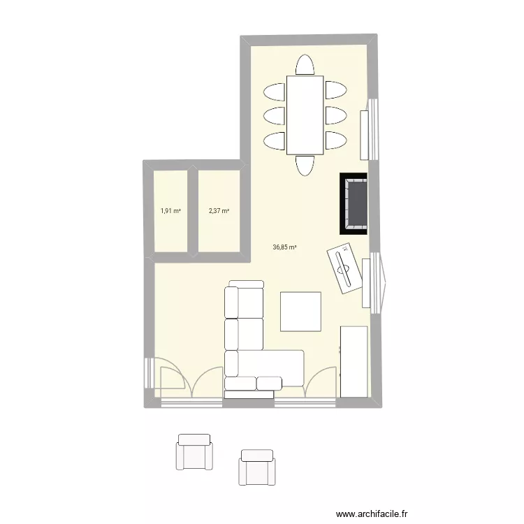 Salon 2. Plan de 3 pièces et 41 m² Salon 2. Plan de 3 pièces et 41 m²