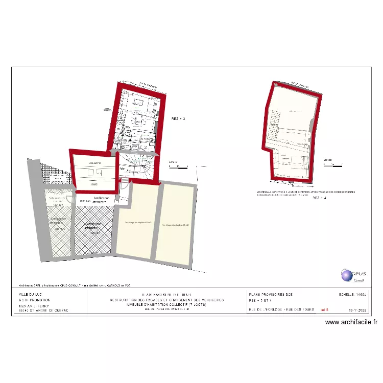 Plan 3eme et 4eme &eacute;tage Le LUC 1 TONY. Plan de 6  et 191 m²
