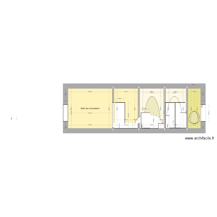 Coupe transversale. Plan de 5 pièces et 39 m2