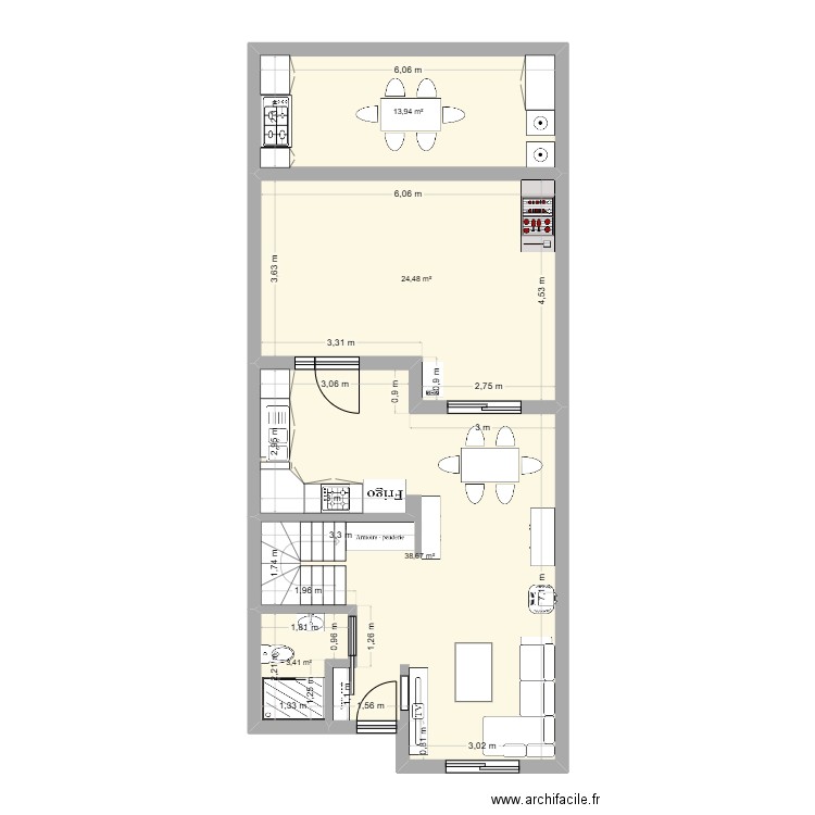 chambre Matt. Plan de 4 pièces et 81 m2