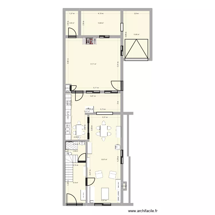 chambre Matt. Plan de 10  et 125 m²