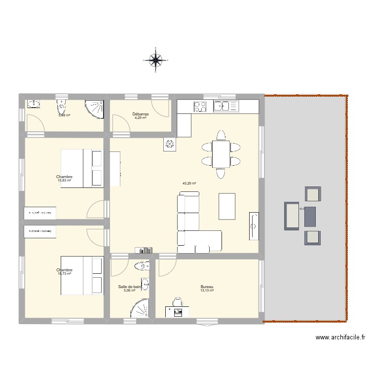 Projet001. Plan de 7 pièces et 101 m2