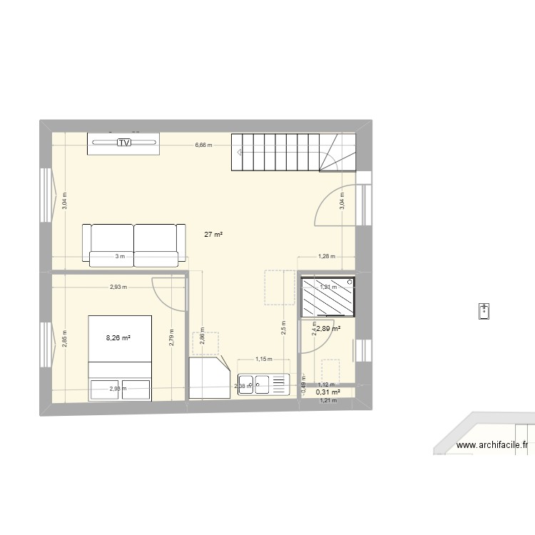 rdc. Plan de 11 pièces et 101 m2