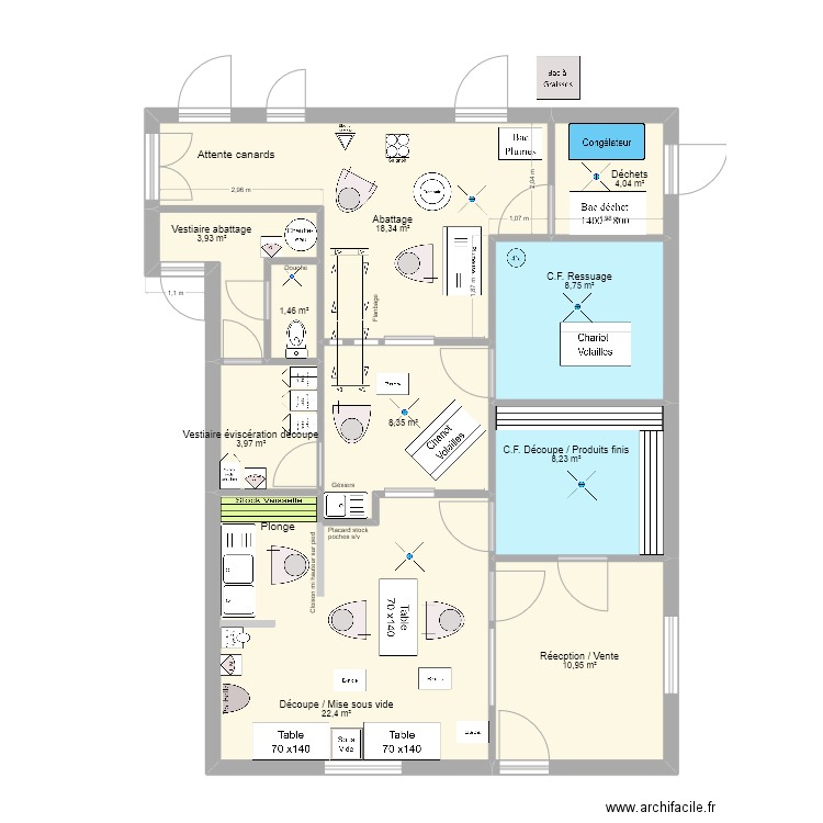 Destruhaut 001. Plan de 10 pièces et 90 m2
