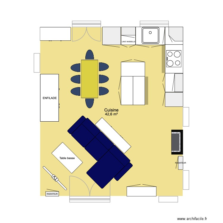 SÉJOUR. Plan de 1 pièce et 43 m2