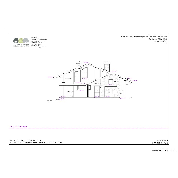 Existant Façade Nord Est. Plan de 0 pièce et 0 m2