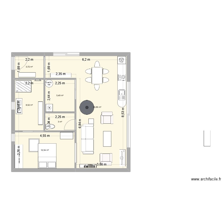 BO Grenier 2. Plan de 6 pièces et 70 m2