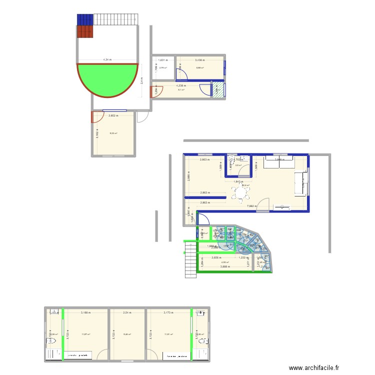 estudio patio entrada escalera 17 JUNIO. Plan de 21 pièces et 114 m2