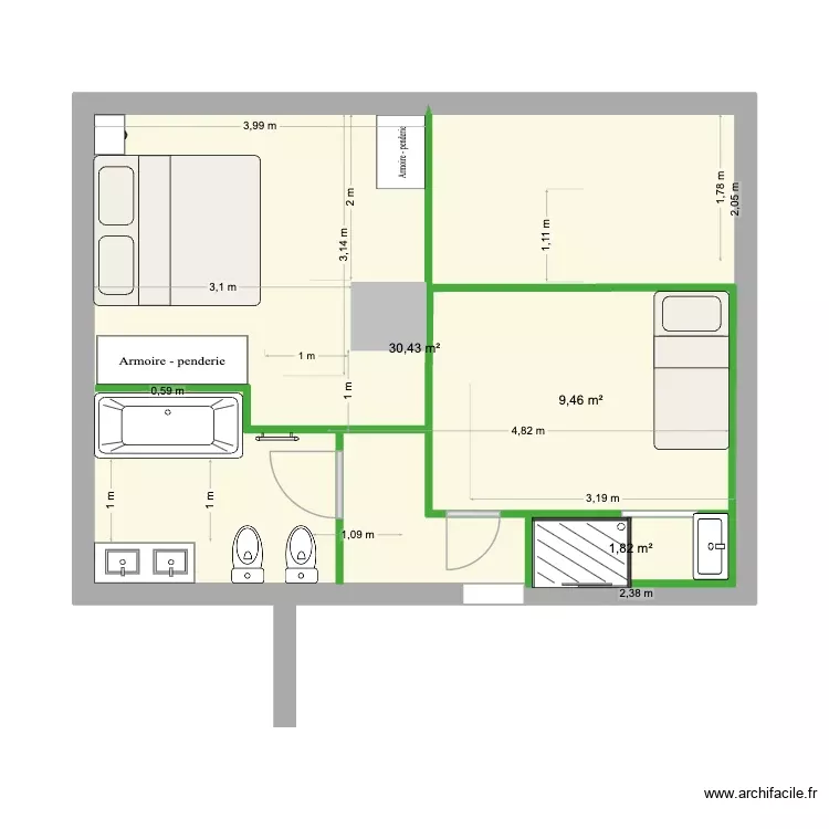 étage essaie 13. Plan de 3 Pièces et 55 m² étage essaie 13. Plan de 3 Pièces et 55 m²