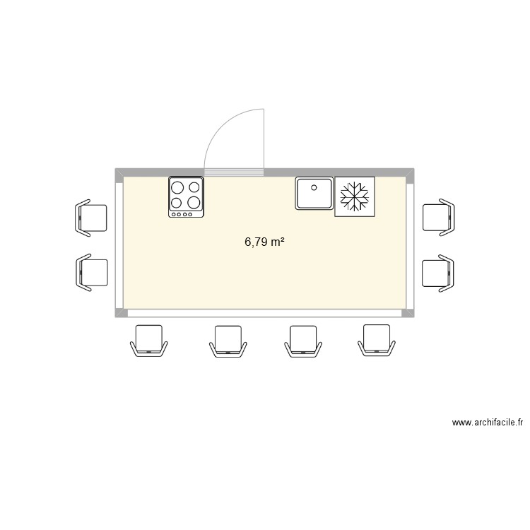 Kiosque. Plan de 1 pièce et 7 m2