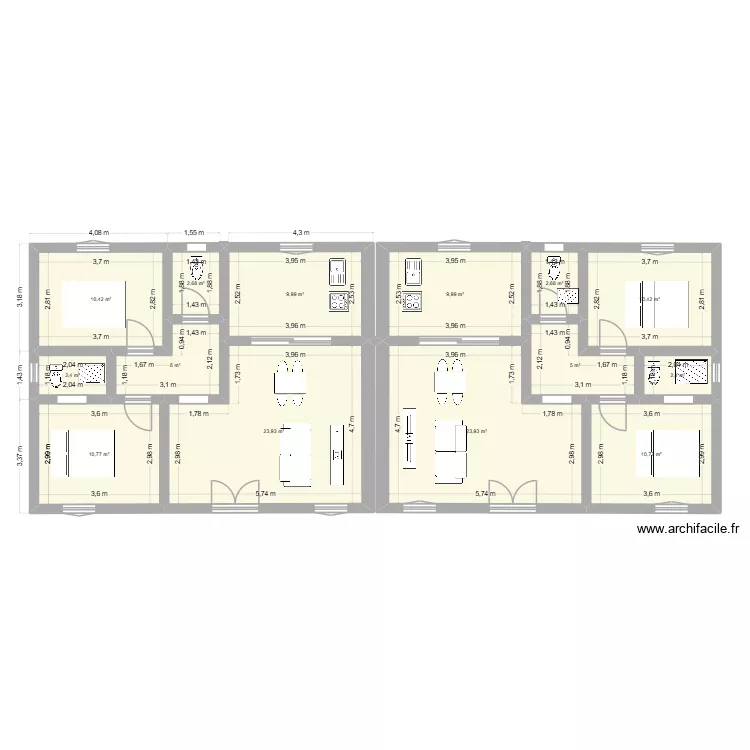plan 2. Plan de 14  et 130 m²