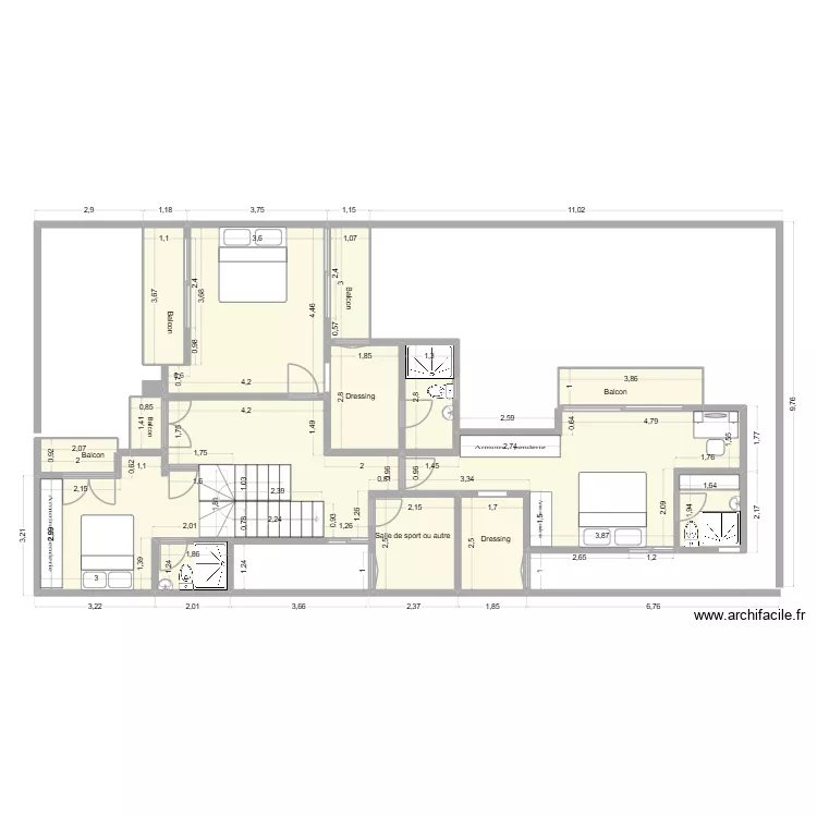 DEBARCADERE 1 VILLA DUPLEX JUMELLES ETAGE. Plan de 16 Pièces et 103 m² DEBARCADERE 1 VILLA DUPLEX JUMELLES ETAGE. Plan de 16 Pièces et 103 m²