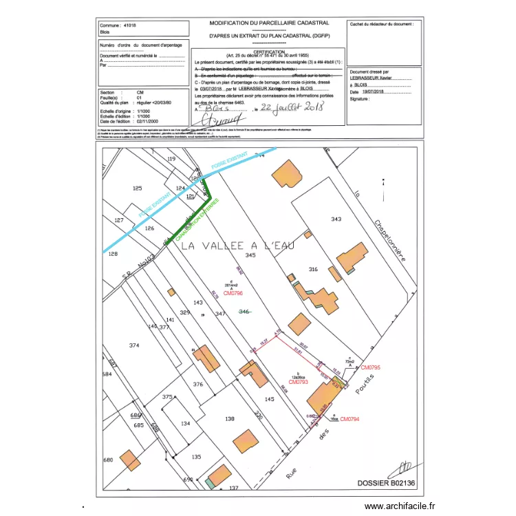 Canalisation Enterr&eacute;e. Plan de 