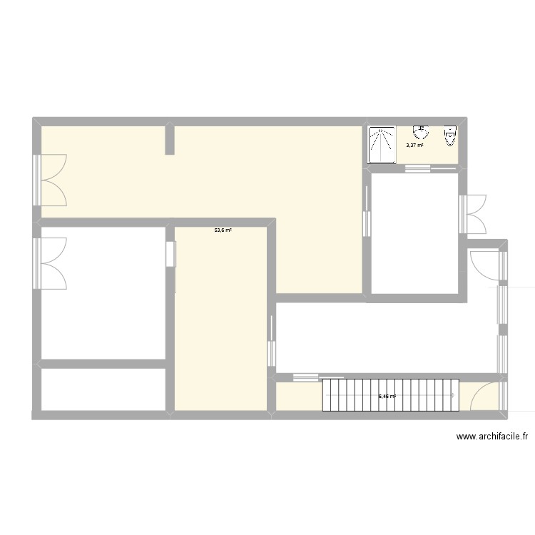 malek bondy. Plan de 3 pièces et 63 m2