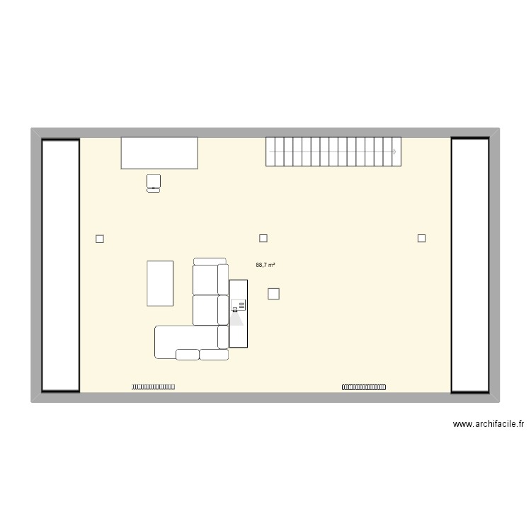 Cramans combles. Plan de 1 pièce et 89 m2