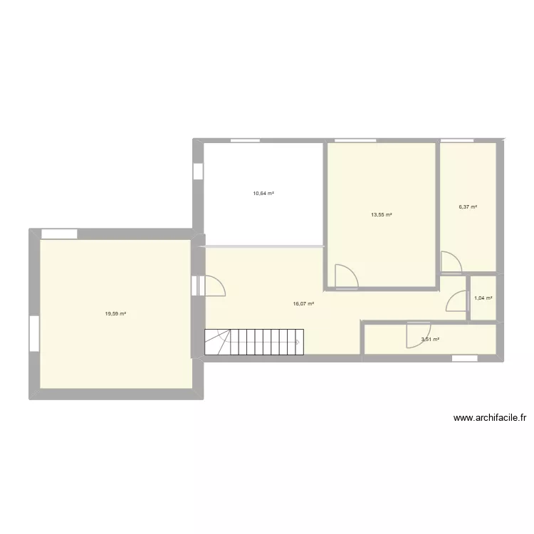 sui. Plan de 7  et 71 m²