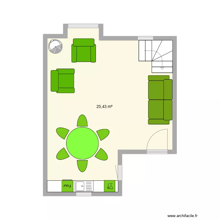 Appart REZ - Ruisseau. Plan de 1  et 25 m²