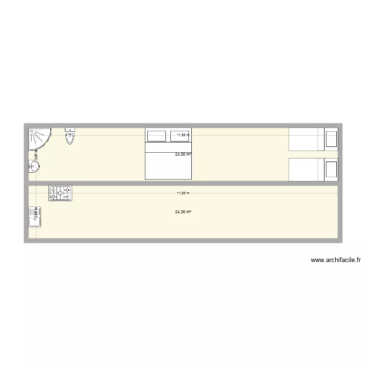 projet ETLV. Plan de 2  et 49 m²