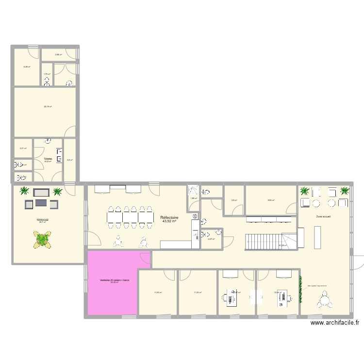 ESPRIT PADEL RDC. Plan de 21 pièces et 298 m2