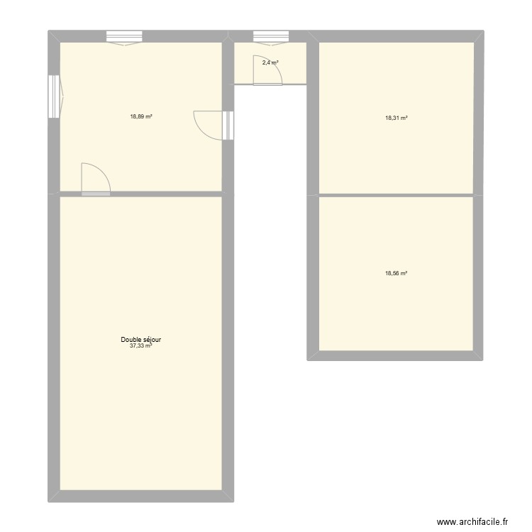 lycee. Plan de 5 pièces et 96 m2
