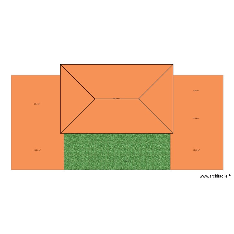 Maison terrain1. Plan de 6 pièces et 122 m2