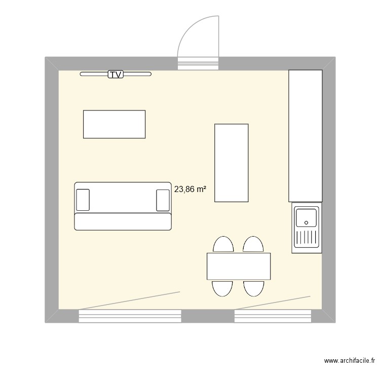 grigny. Plan de 1 pièce et 24 m2