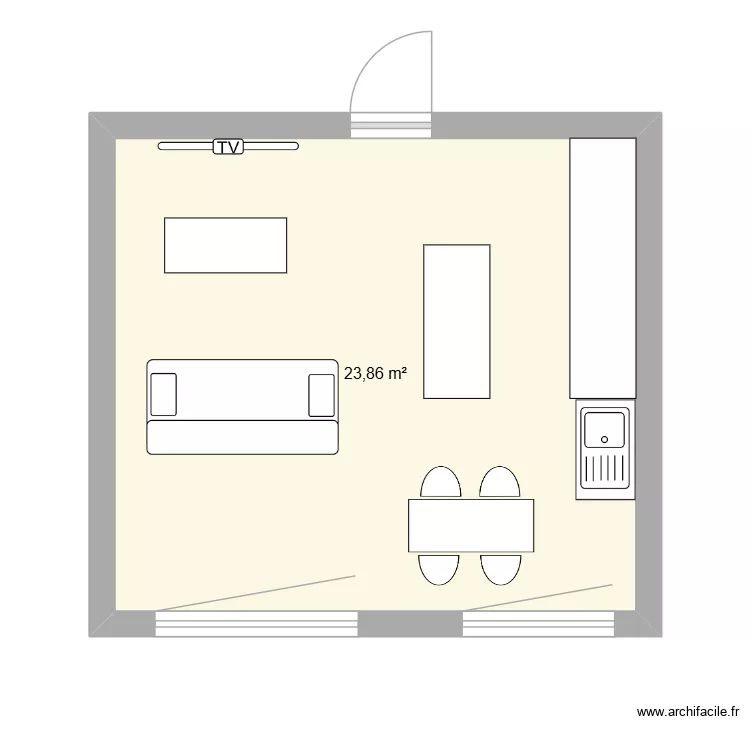 grigny. Plan de 1 pièce et 24 m²