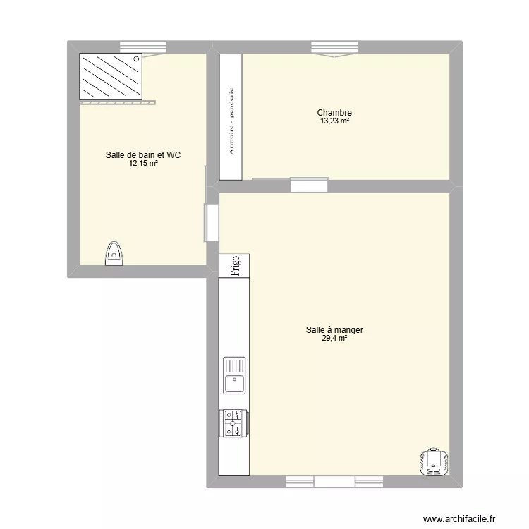 aaa. Plan de 3  et 55 m²