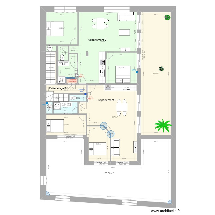 Pasteur Etage 1 d5. Plan de 18 pièces et 251 m2