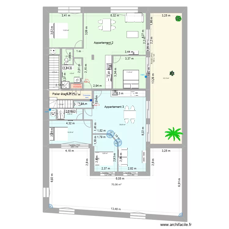 Pasteur Etage 1 d5. Plan de 18 pièces et 251 m²