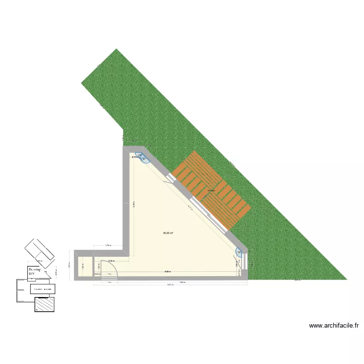 EvrangeA03_T1_RDC1. Plan de 2  et 37 m²